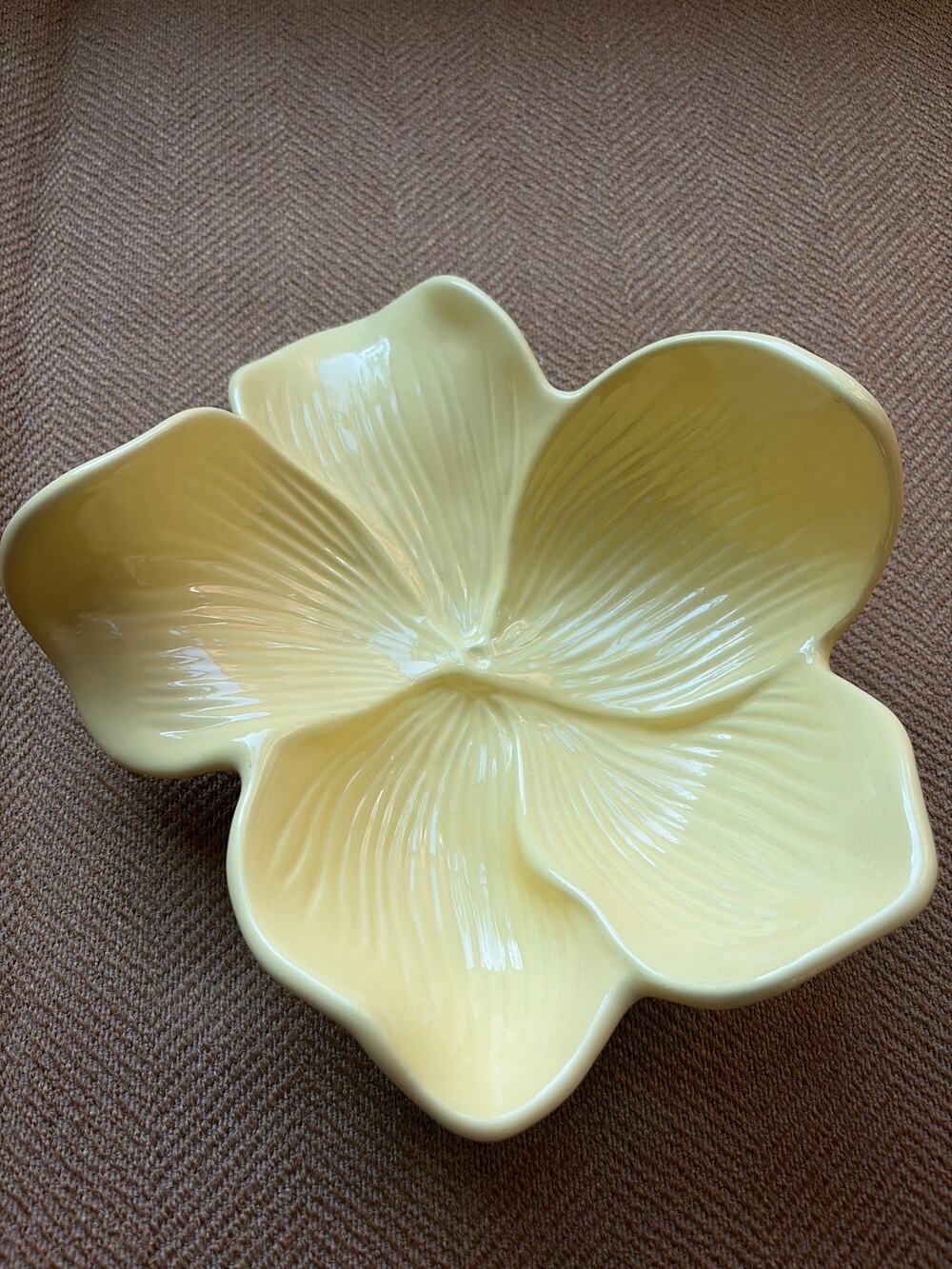 Two Arhaus Yellow Magnolia Plates Flower Wall Hanging Decor Bowl 8”